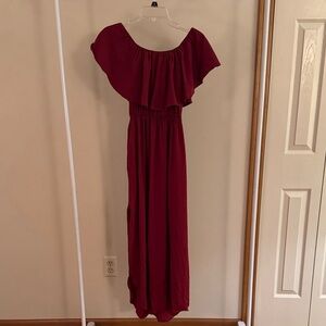 Elegant Burgundy Off-Shoulder Dress
